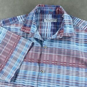 Tommy Bahama Men's Shirt Medium The Bahama Coast Red Blue Short Sleeve Button Up